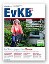 Ausgabe des EvKB Plus. Eine Frau auf dem Fahrrad ist auf dem Cover zu sehen.